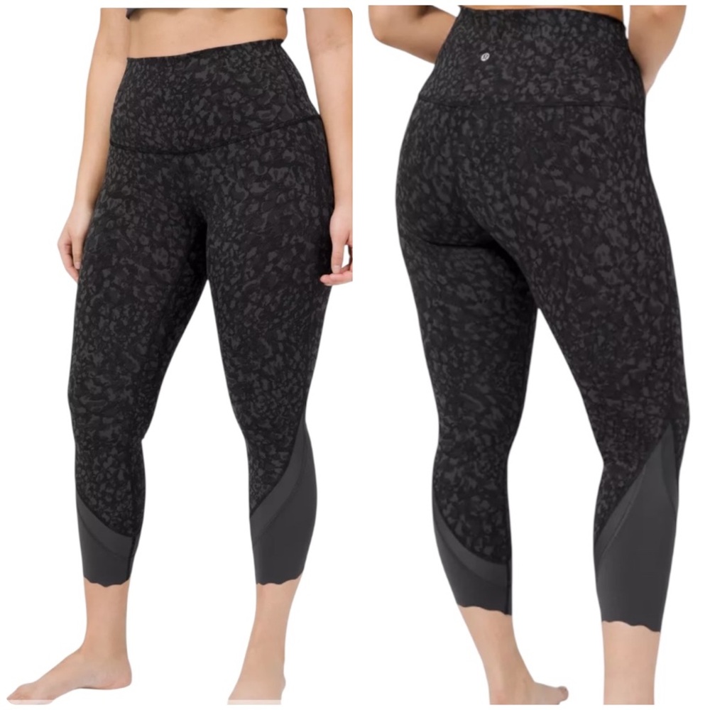 LULULEMON Wunder Under 23" High Rise Luxtreme Scalloped Hem Crop Tight 12 VGC!